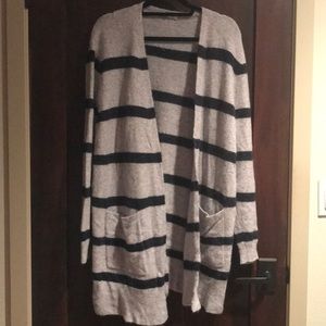 Madewell blue/grey stripped open cardigan
